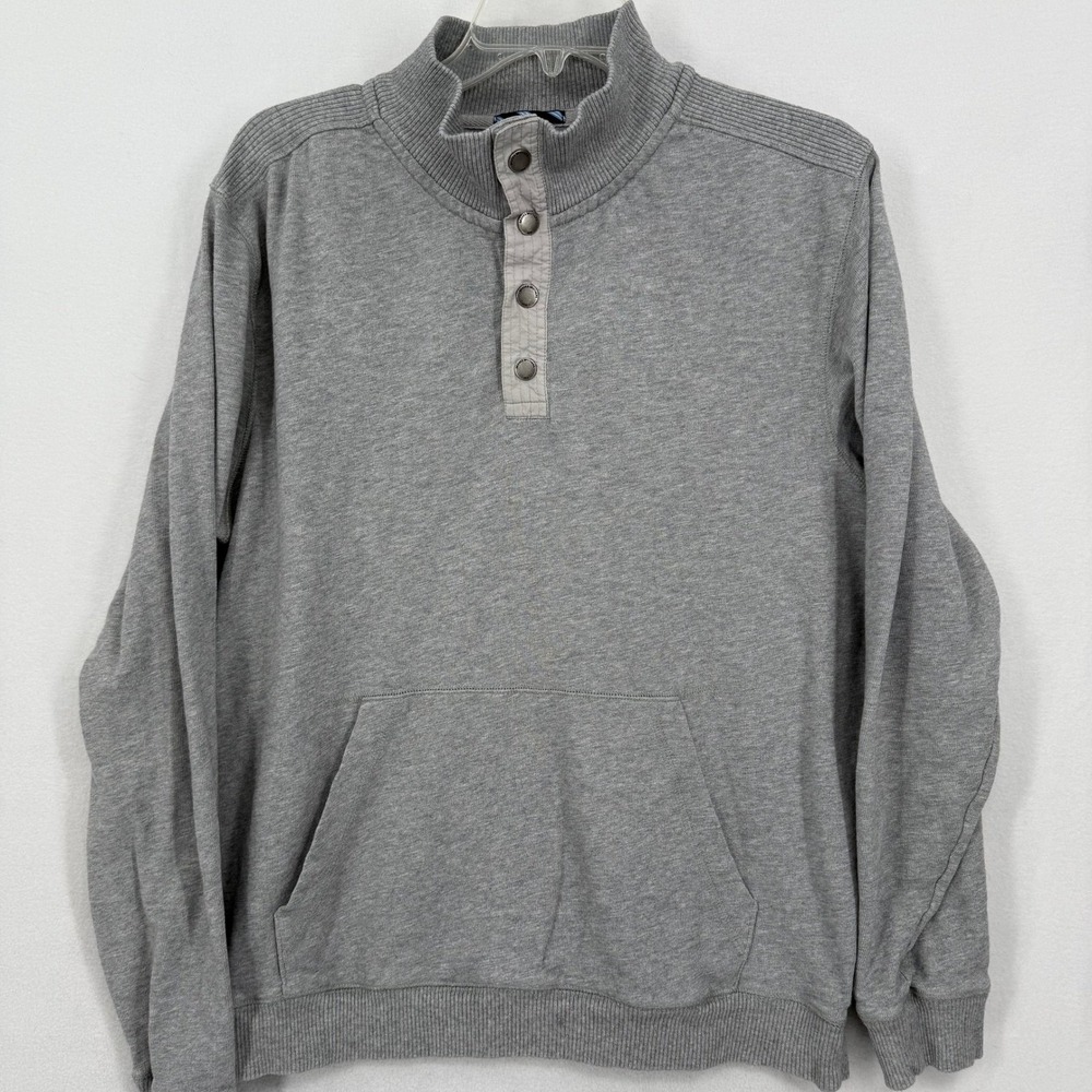 Brooks Brothers Men's Gray Snap Front Pullover Shirt Size Large Cotton‎ Pocket